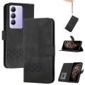 For vivo Y100 5G IDN/Y200e 5G Global Cubic Skin Feel Flip Leather Phone Case(Black)