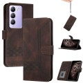 For vivo Y100 5G IDN/Y200e 5G Global Cubic Skin Feel Flip Leather Phone Case(Brown)