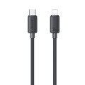 USAMS US-SJ692 USB-C / Type-C to 8 Pin 30W Striped Fast Charge Data Cable, Length:1m(Black)