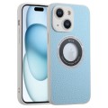 For iPhone 15 Litchi Texture MagSafe TPU Full Coverage Shockproof Phone Case(Blue)