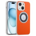For iPhone 15 Litchi Texture MagSafe TPU Full Coverage Shockproof Phone Case(Orange)