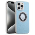 For iPhone 15 Pro Litchi Texture MagSafe TPU Full Coverage Shockproof Phone Case(Blue)