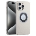 For iPhone 15 Pro Litchi Texture MagSafe TPU Full Coverage Shockproof Phone Case(White)