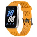 For Samsung Galaxy Fit 3 Hole Style Dual Buckle Silicone Watch Band(Yellow)