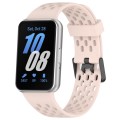 For Samsung Galaxy Fit 3 Hole Style Dual Buckle Silicone Watch Band(Light Pink)