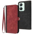 For vivo Y03 4G Global Side Buckle Double Fold Hand Strap Leather Phone Case(Red)