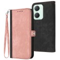 For vivo Y03 4G Global Side Buckle Double Fold Hand Strap Leather Phone Case(Pink)