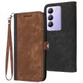 For vivo Y100 5G IDN/Y200e 5G Global Side Buckle Double Fold Hand Strap Leather Phone Case(Brown)