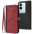 For vivo V29 5G Global/V29 Pro Side Buckle Double Fold Hand Strap Leather Phone Case(Red)