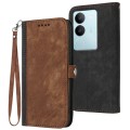 For vivo V29 5G Global/V29 Pro Side Buckle Double Fold Hand Strap Leather Phone Case(Brown)