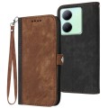 For vivo Y36 5G Global/Y36 4G Global Side Buckle Double Fold Hand Strap Leather Phone Case(Brown)