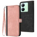 For vivo Y27 5G/Y36 4G Global Side Buckle Double Fold Hand Strap Leather Phone Case(Pink)