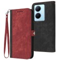 For vivo Y78+ 5G Global/Y78 5G Global Side Buckle Double Fold Hand Strap Leather Phone Case(Red)