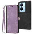 For vivo V29 Lite Side Buckle Double Fold Hand Strap Leather Phone Case(Purple)