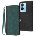 For vivo Y56 5G Global/Y16 4G Global Side Buckle Double Fold Hand Strap Leather Phone Case(Dark Gree