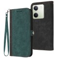 For vivo Y100 5G Global Side Buckle Double Fold Hand Strap Leather Phone Case(Dark Green)