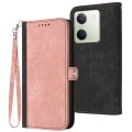 For vivo Y100 5G Global Side Buckle Double Fold Hand Strap Leather Phone Case(Pink)