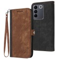 For vivo V27 5G Global/V27 Pro 5G Global Side Buckle Double Fold Hand Strap Leather Phone Case(Brown