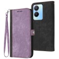 For vivo Y02s 4G Global Side Buckle Double Fold Hand Strap Leather Phone Case(Purple)