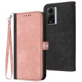 For vivo Y55s 2023 5G/Y55 5G Global Side Buckle Double Fold Hand Strap Leather Phone Case(Pink)