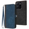 For vivo Y22 4G Global/Y77 5G Global Side Buckle Double Fold Hand Strap Leather Phone Case(Royal)