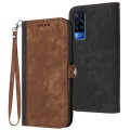 For vivo Y51 2020 India/Y31 4G India Side Buckle Double Fold Hand Strap Leather Phone Case(Brown)