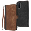 For vivo Y20/Y20i/Y11s/Y12s/iQOO U1x Side Buckle Double Fold Hand Strap Leather Phone Case(Brown)