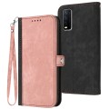 For vivo Y20/Y20i/Y11s/Y12s/iQOO U1x Side Buckle Double Fold Hand Strap Leather Phone Case(Pink)