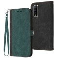 For vivo Y70s Side Buckle Double Fold Hand Strap Leather Phone Case(Dark Green)