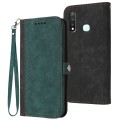 For vivo Y19/U3/Y5s/Z5i/U20 Side Buckle Double Fold Hand Strap Leather Phone Case(Dark Green)