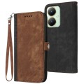 For vivo Y27 4G Global Side Buckle Double Fold Hand Strap Leather Phone Case(Brown)
