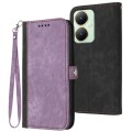 For vivo Y27 4G Global Side Buckle Double Fold Hand Strap Leather Phone Case(Purple)