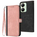 For vivo Y27 4G Global Side Buckle Double Fold Hand Strap Leather Phone Case(Pink)