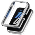 For Samsung Galaxy Fit 3 Diamond Half Pack Hollow PC Watch Protective Case(Silver)