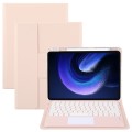 For Xiaomi Pad 6 Round Button Bluetooth Keyboard Rotatable Holder Leather Case with Touchpad(Rose Go