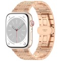 For Apple Watch Series 8 45mm Twill Stainless Steel Watch Band(Rose Gold)