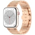 For Apple Watch Series 6 40mm Twill Stainless Steel Watch Band(Rose Gold)