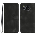 For Sharp Aquos sense7/SH-53C/SHG10 Heart Pattern Skin Feel Leather Phone Case(Black)