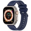 For Apple Watch Ultra 49mm Ordinary Buckle Hybrid Nylon Braid Silicone Watch Band(Midnight Blue)