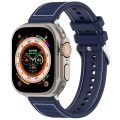 For Apple Watch SE 44mm Ordinary Buckle Hybrid Nylon Braid Silicone Watch Band(Midnight Blue)