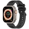 For Apple Watch Series 3 42mm Ordinary Buckle Hybrid Nylon Braid Silicone Watch Band(Black)