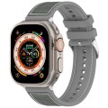 For Apple Watch 42mm Ordinary Buckle Hybrid Nylon Braid Silicone Watch Band(Grey)
