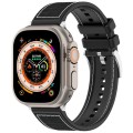 For Apple Watch Series 9 41mm Official Buckle Hybrid Nylon Braid Silicone Watch Band(Black)