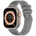 For Apple Watch SE 2022 44mm Official Buckle Hybrid Nylon Braid Silicone Watch Band(Grey)