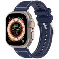 For Apple Watch Series 4 44mm Official Buckle Hybrid Nylon Braid Silicone Watch Band(Midnight Blue)