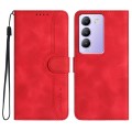 For vivo V30 Lite 5G India/T3 5G IDN Heart Pattern Skin Feel Leather Phone Case(Red)