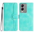 For vivo Y17s 4G Global/Y28 5G India Heart Pattern Skin Feel Leather Phone Case(Light Blue)