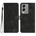 For vivo Y17s 4G Global/Y28 5G India Heart Pattern Skin Feel Leather Phone Case(Black)