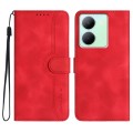 For vivo Y27s 4G Global Heart Pattern Skin Feel Leather Phone Case(Red)