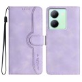 For vivo Y27 5G/Y36 4G India Heart Pattern Skin Feel Leather Phone Case(Purple)